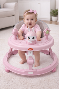 Teddy Smile Foldable Baby Walker – Pink