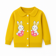 Bunny Pocket Soft Knit Baby Cardigan – Mustard Yellow