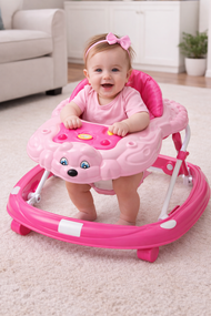 Pink Teddy Foldable Baby Walker