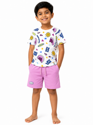 Kids White Surf Print Co-ord Set