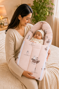 Dusty Pink Boat-Print Baby Carry Nest