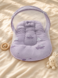 Lavender Bunny Print Baby Mosquito Net Bed