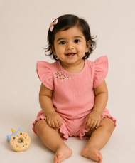 Baby Girls Pink Muslin Cotton Co-ord Set