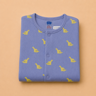Lavender Dinosaur Print Cotton Footed Sleepsuit for Newborn Babies (0-12 Months) | Soft Full Sleeve Romper