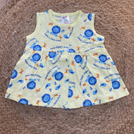 Yellow Lion Print Baby Frock