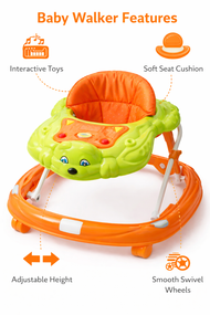 Teddy Explorer Foldable Baby Walker – Green & Orange