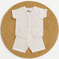 Pink Star Muslin Jabla & Shorts Set