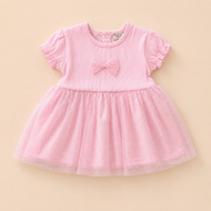 Pink Bow Party Dress for Baby Girls (0-12 Months) | Soft Tulle Infant Dress
