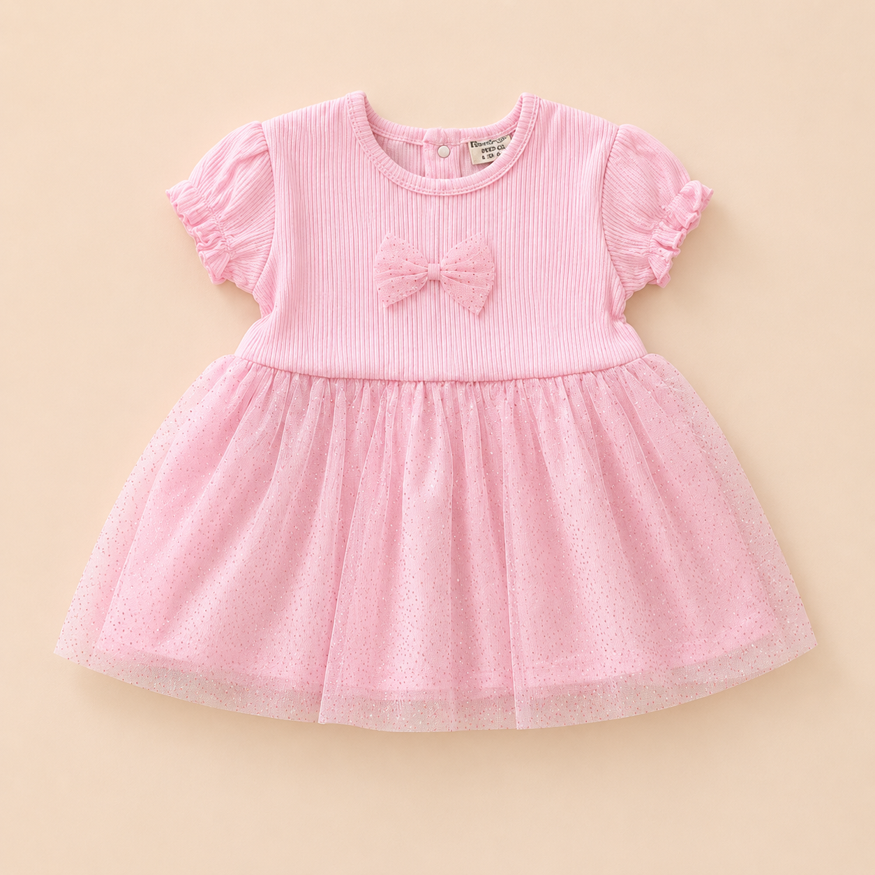 Pink Bow Party Dress for Baby Girls (0-12 Months) | Soft Tulle Infant Dress