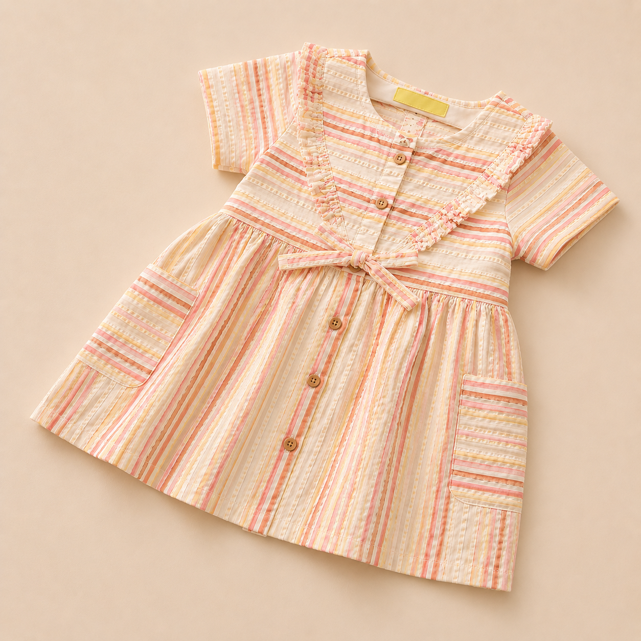 Pastel Stripe Cotton Frock for Baby Girls (0-12 Months) | Soft & Comfortable Infant Wear