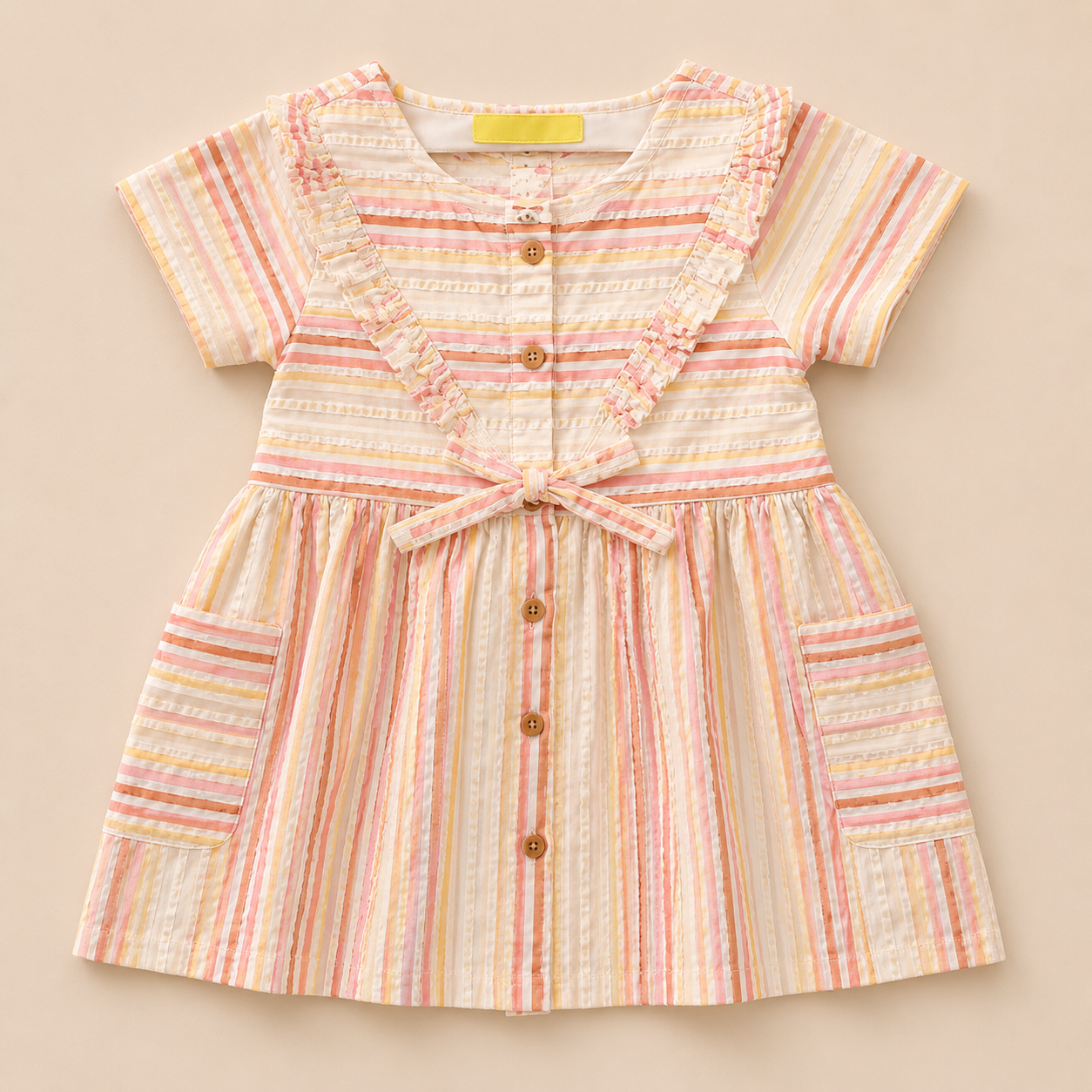 Pastel Stripe Cotton Frock for Baby Girls (0-12 Months) | Soft & Comfortable Infant Wear