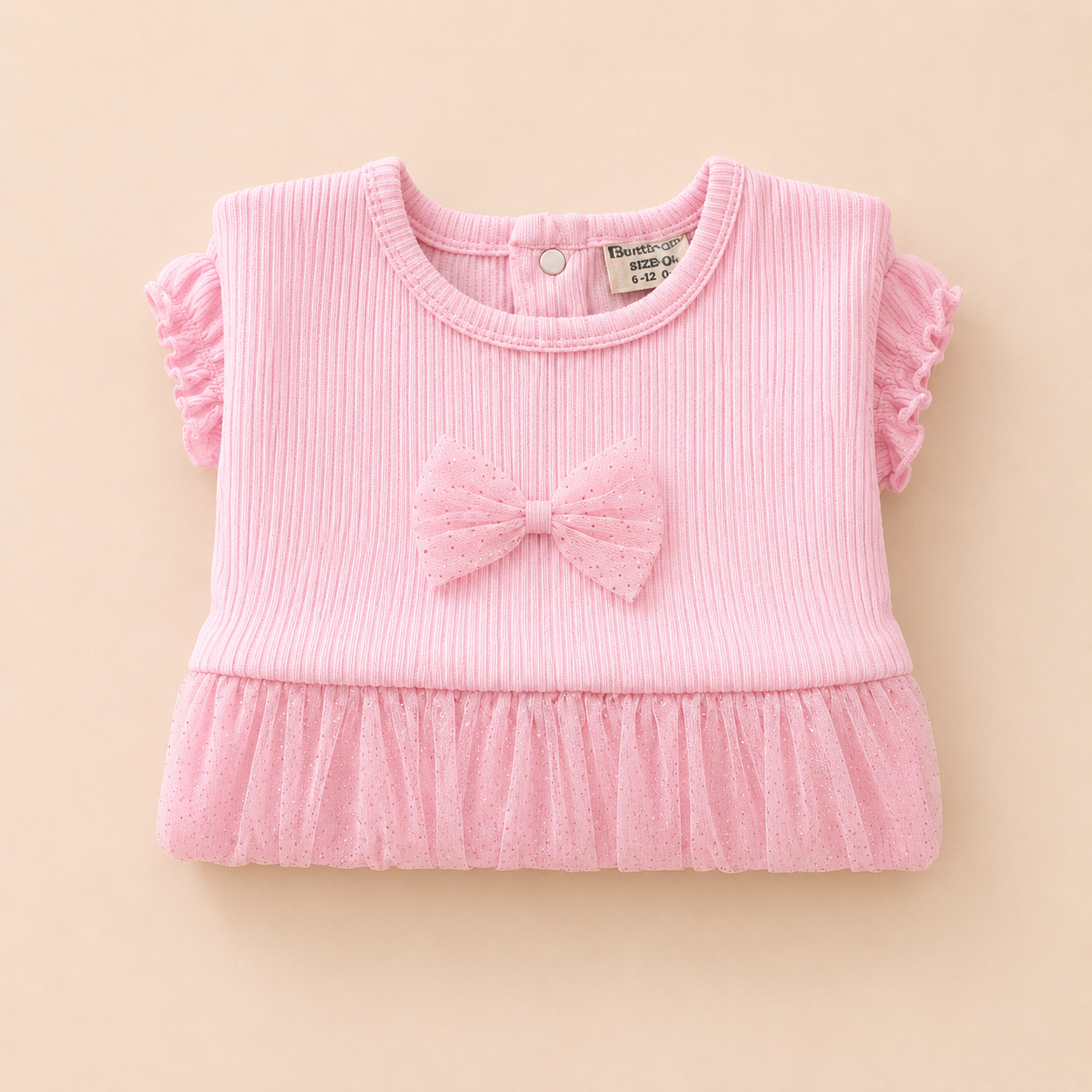 Pink Bow Party Dress for Baby Girls (0-12 Months) | Soft Tulle Infant Dress