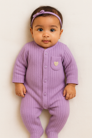Purple Ribbed Baby Romper
