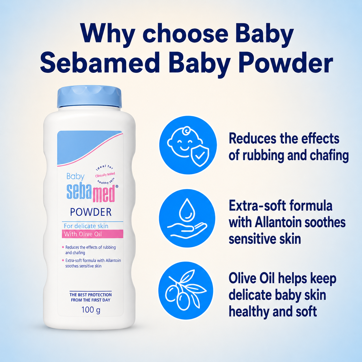 Seba med Baby Powder with Olive Oil & Allantoin – 100 g