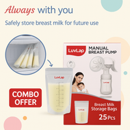 LuvLap Manual Breast Pump + 25 Pcs Breast Milk Storage Bags (Combo Pack)