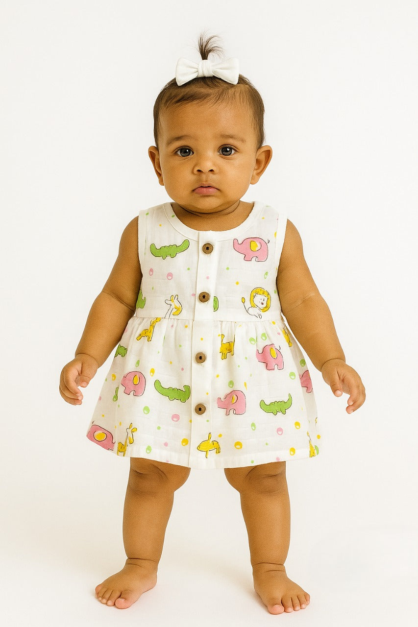 Jungle Friends Muslin Frock