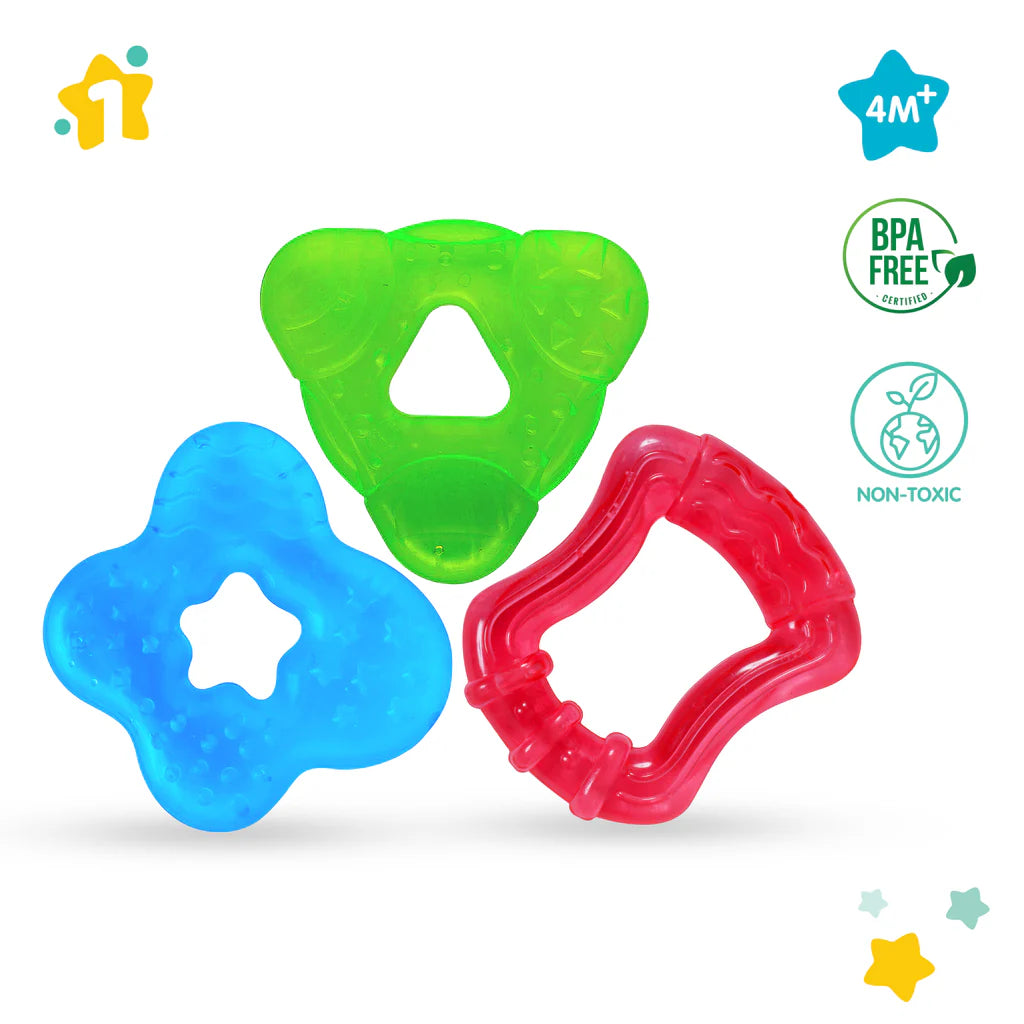 1st Step Water Filled Silicone Cooling & 100% Safe BPA Free 3M+ Combo Pack of 3 Baby Teether - Mamadada