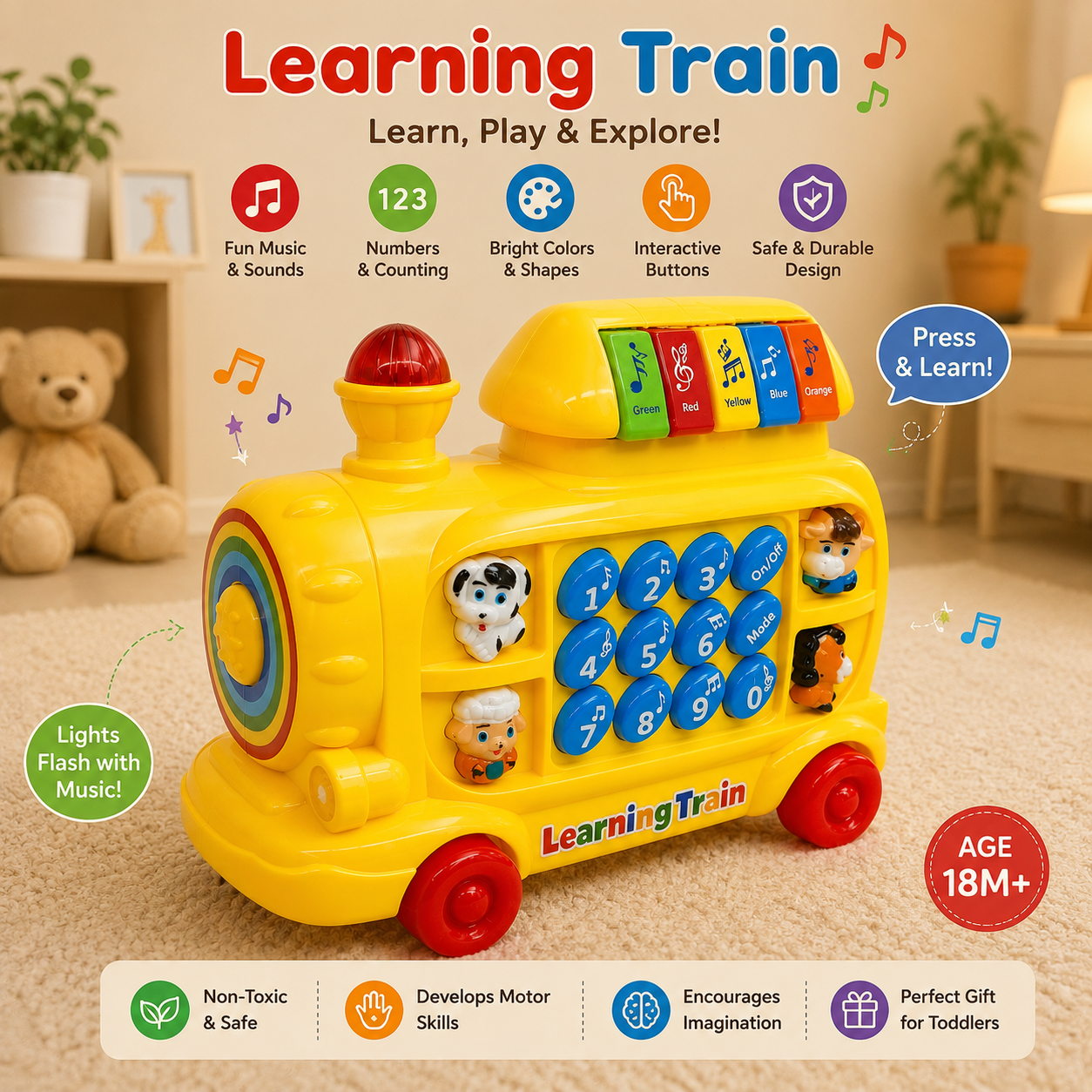 Learning Train Musical Toy for Toddlers