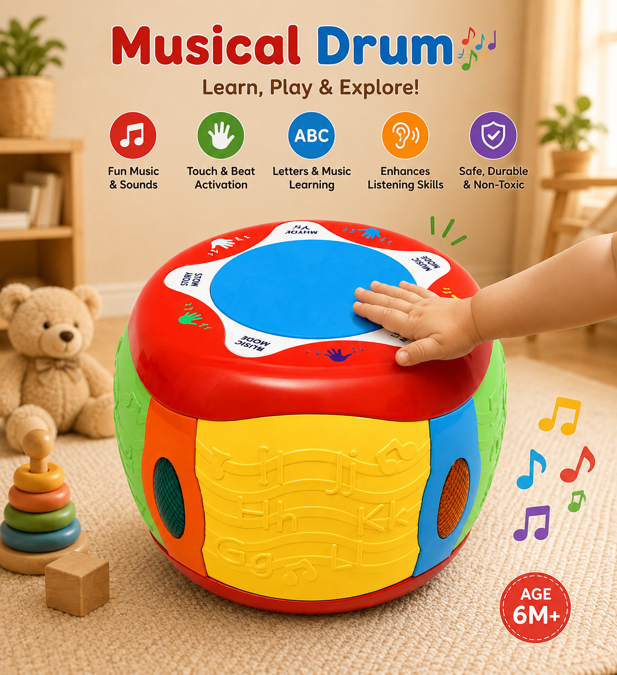 Interactive Musical Drum Toy for Toddlers