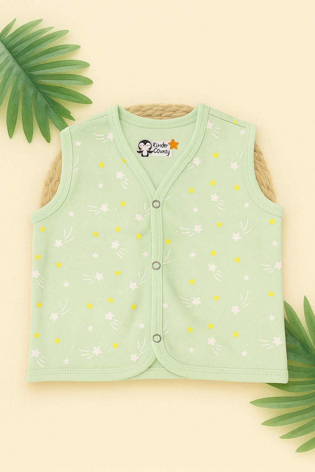 Pastel Mint Star Print Sleeveless Jabla