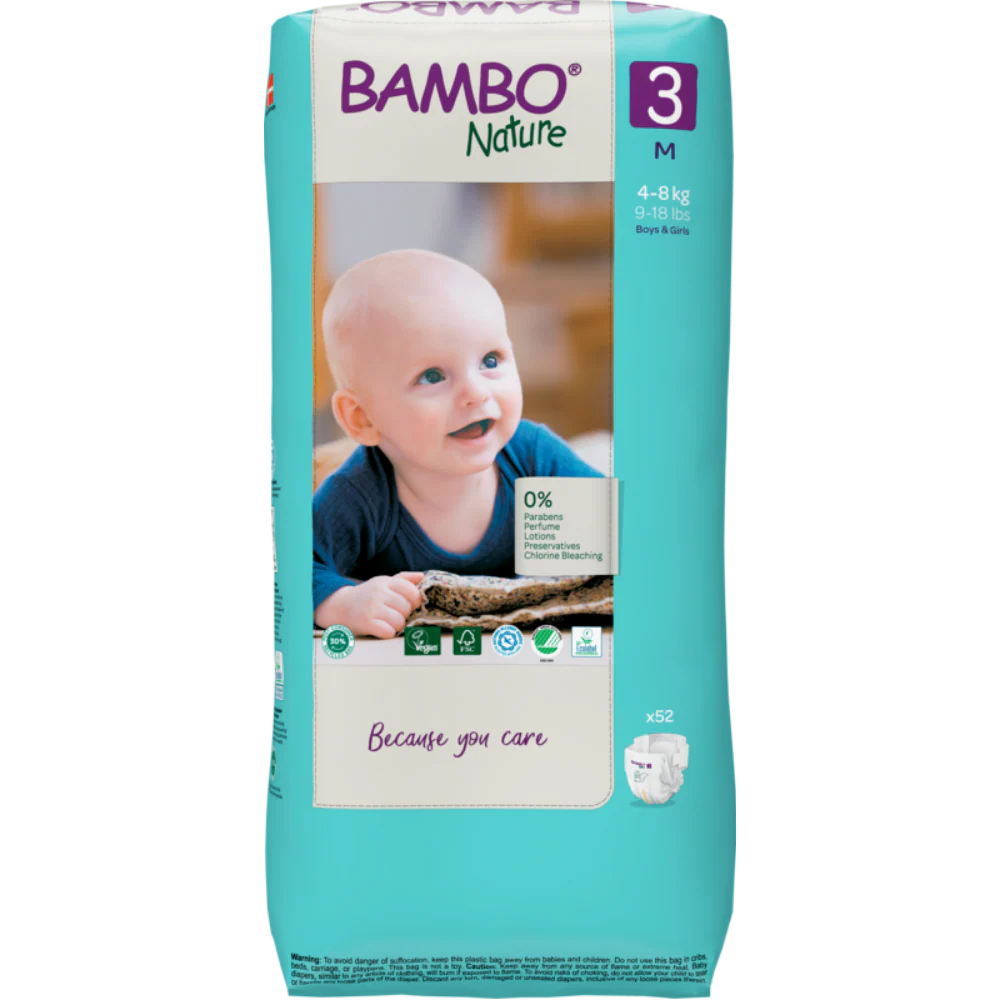 Bambo Nature Premium Baby Tape Diapers for Babies, Medium Size (4-8 Kgs)