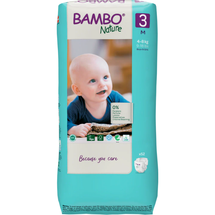 Bambo Nature Premium Baby Tape Diapers for Babies, Medium Size (4-8 Kgs)