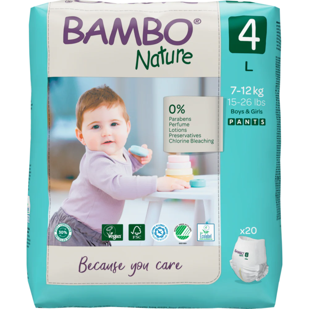 Bambo Nature Premium Baby Pants Diapers for Babies, Large Size (7-12 Kgs)