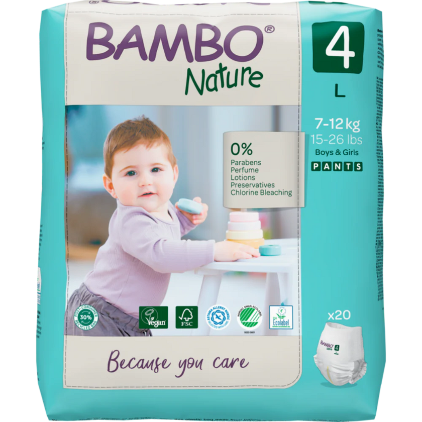 Bambo Nature Premium Baby Pants Diapers for Babies, Large Size (7-12 Kgs)