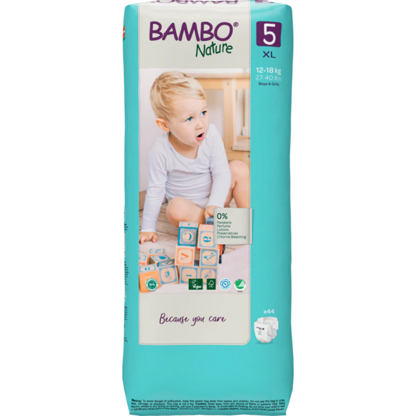 Bambo Nature Premium Baby Tape Diapers for Babies, XL Size (12-18 Kgs)