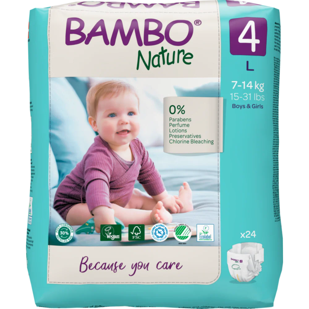 Bambo Nature Premium Baby Tape Diapers for Babies, Large Size (7-14 Kgs)