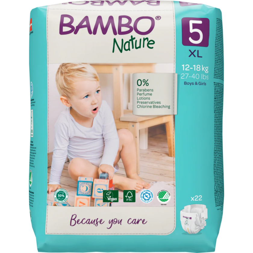 Bambo Nature Premium Baby Tape Diapers for Babies, XL Size (12-18 Kgs)