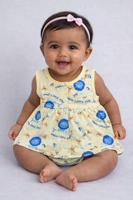 Yellow Lion Print Baby Frock