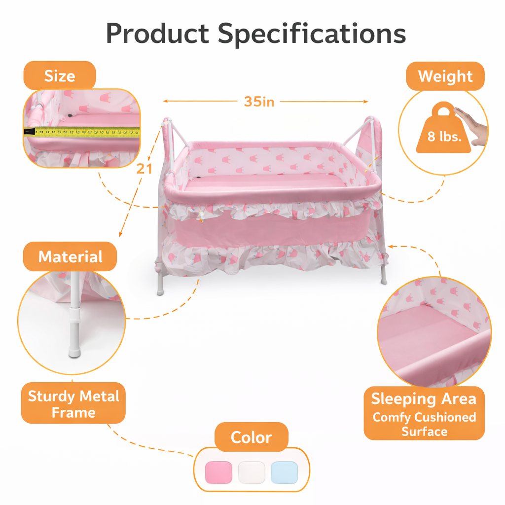 Pink Crown Baby Cradle