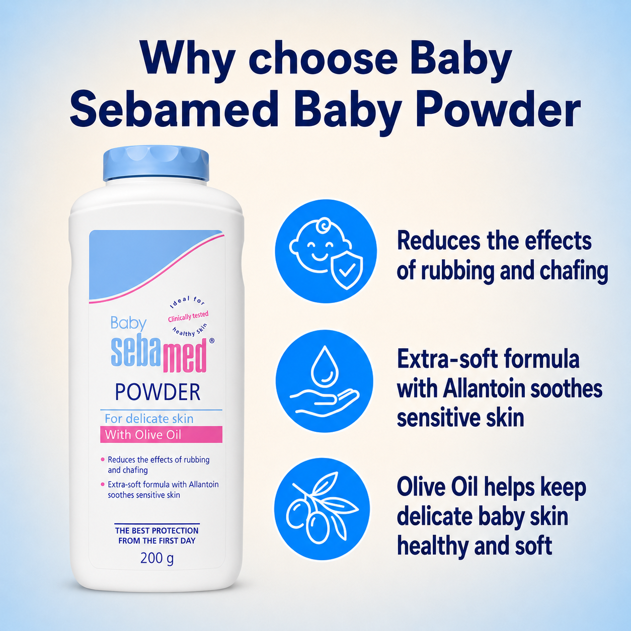Seba med Baby Powder with Olive Oil & Allantoin – 200g