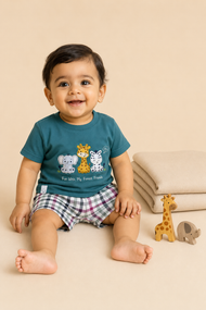 Boys’ Forest Friends T-Shirt & Checked Shorts Set