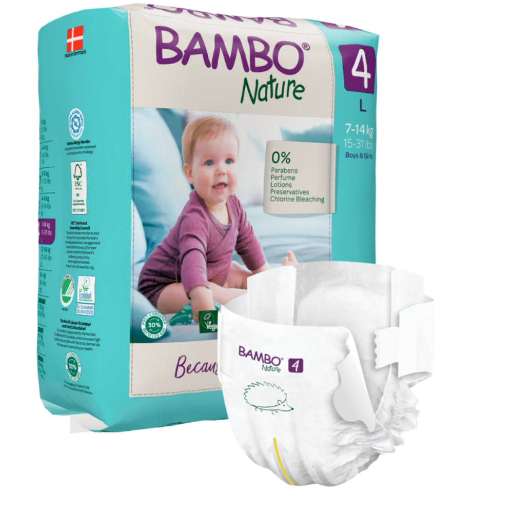 Bambo Nature Premium Baby Tape Diapers for Babies, Large Size (7-14 Kgs)