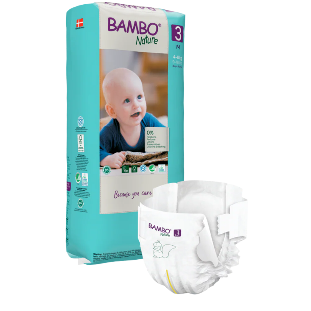 Bambo Nature Premium Baby Tape Diapers for Babies, Medium Size (4-8 Kgs)