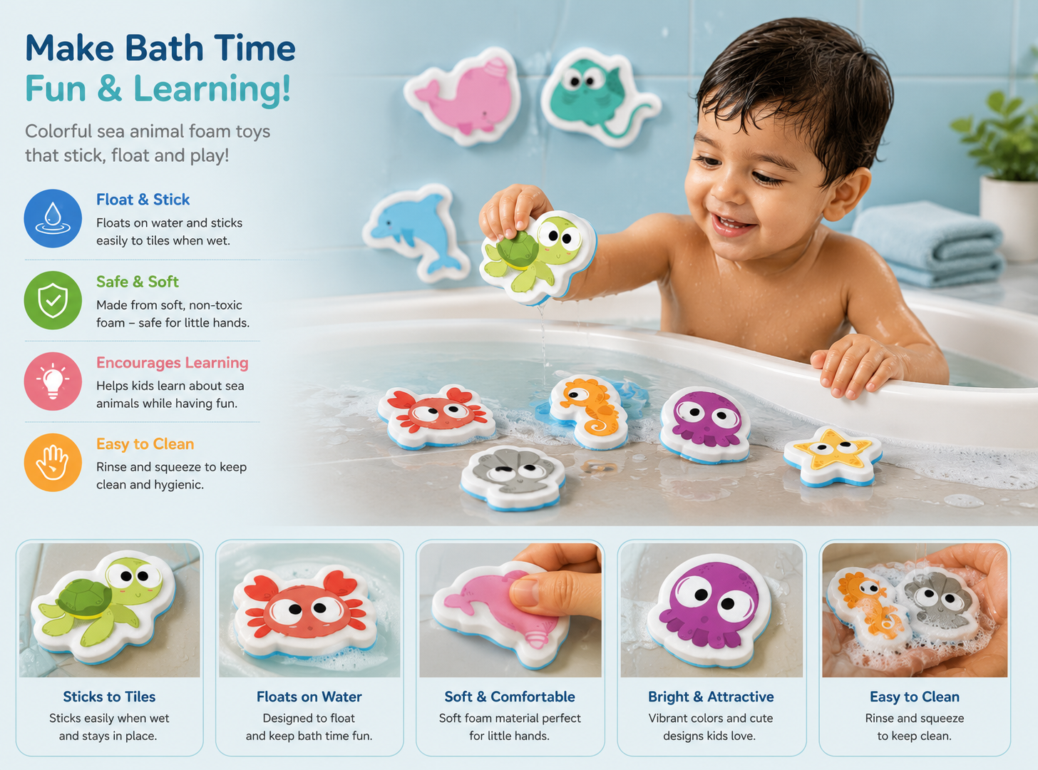 Sea Animals Bath Toys Set