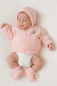 Baby Pink Embroidered Wool Sweater Set