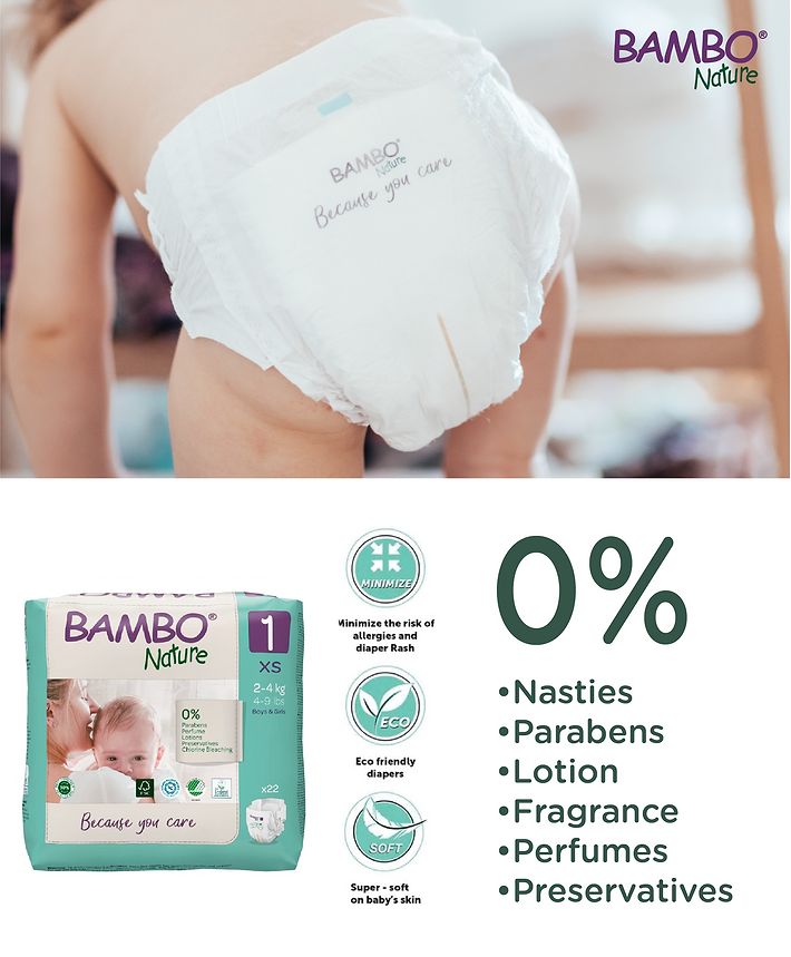 Bambo Nature Eco-Friendly Baby Diapers – Size 1 (XS) - Mamadada
