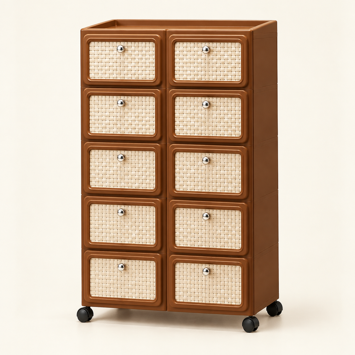 10-Drawer Plastic Storage Cupboard with Wheels
