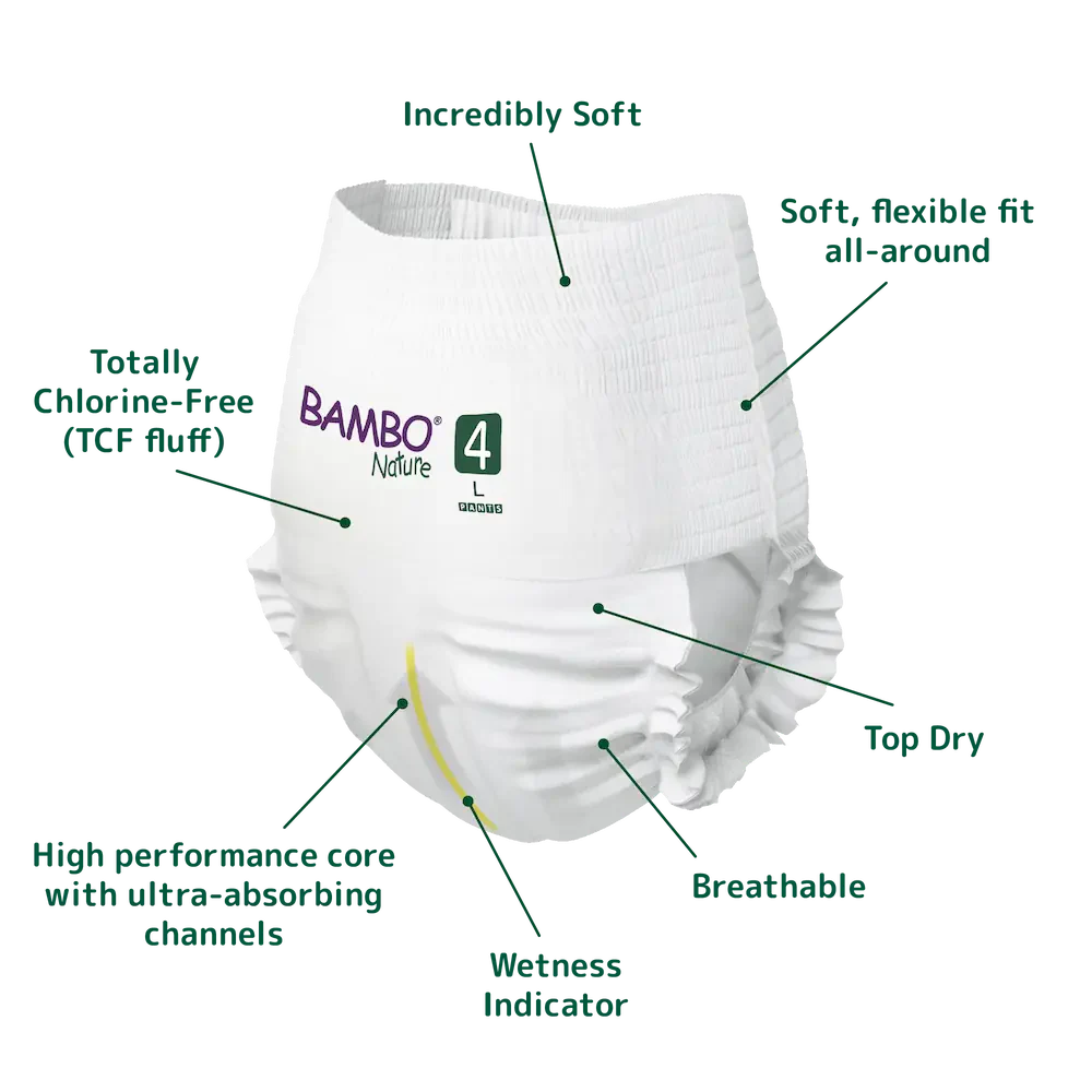 Bambo Nature Premium Baby Pants Diapers for Babies, Large Size (7-12 Kgs)