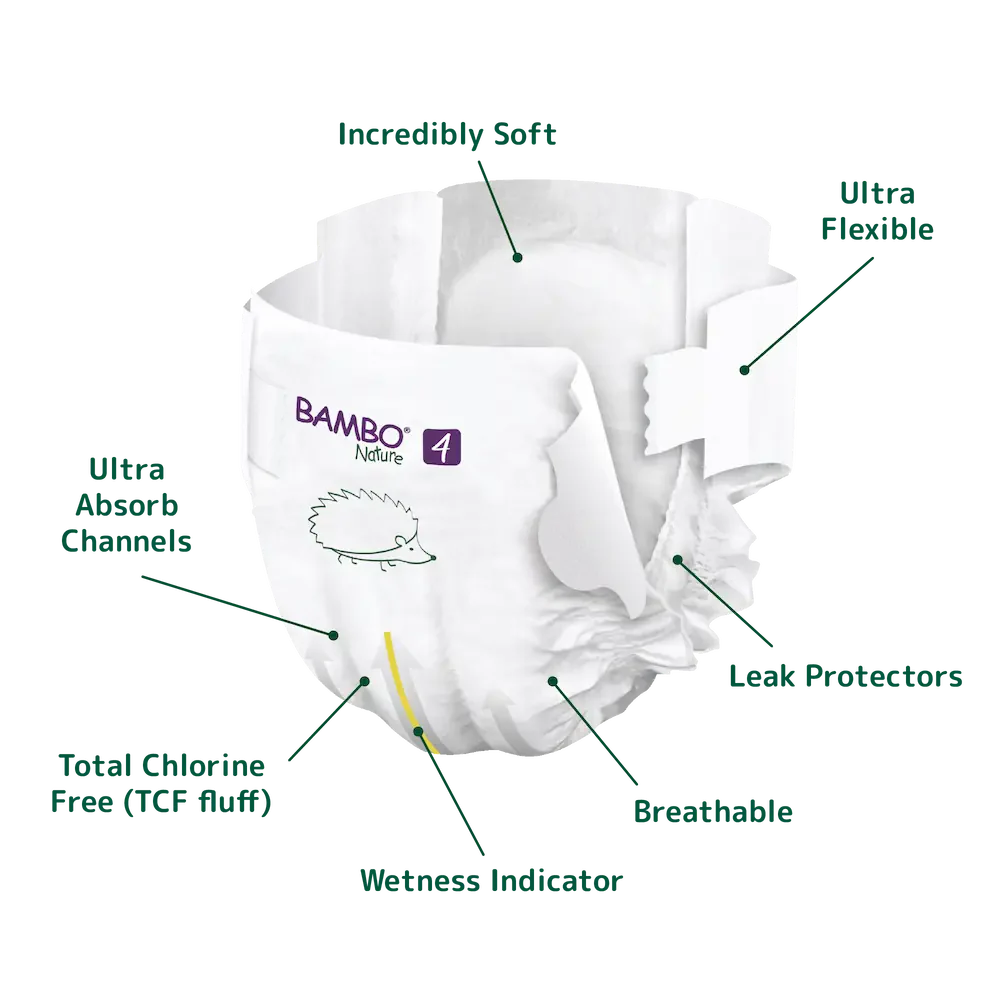 Bambo Nature Premium Baby Tape Diapers for Babies, Large Size (7-14 Kgs)