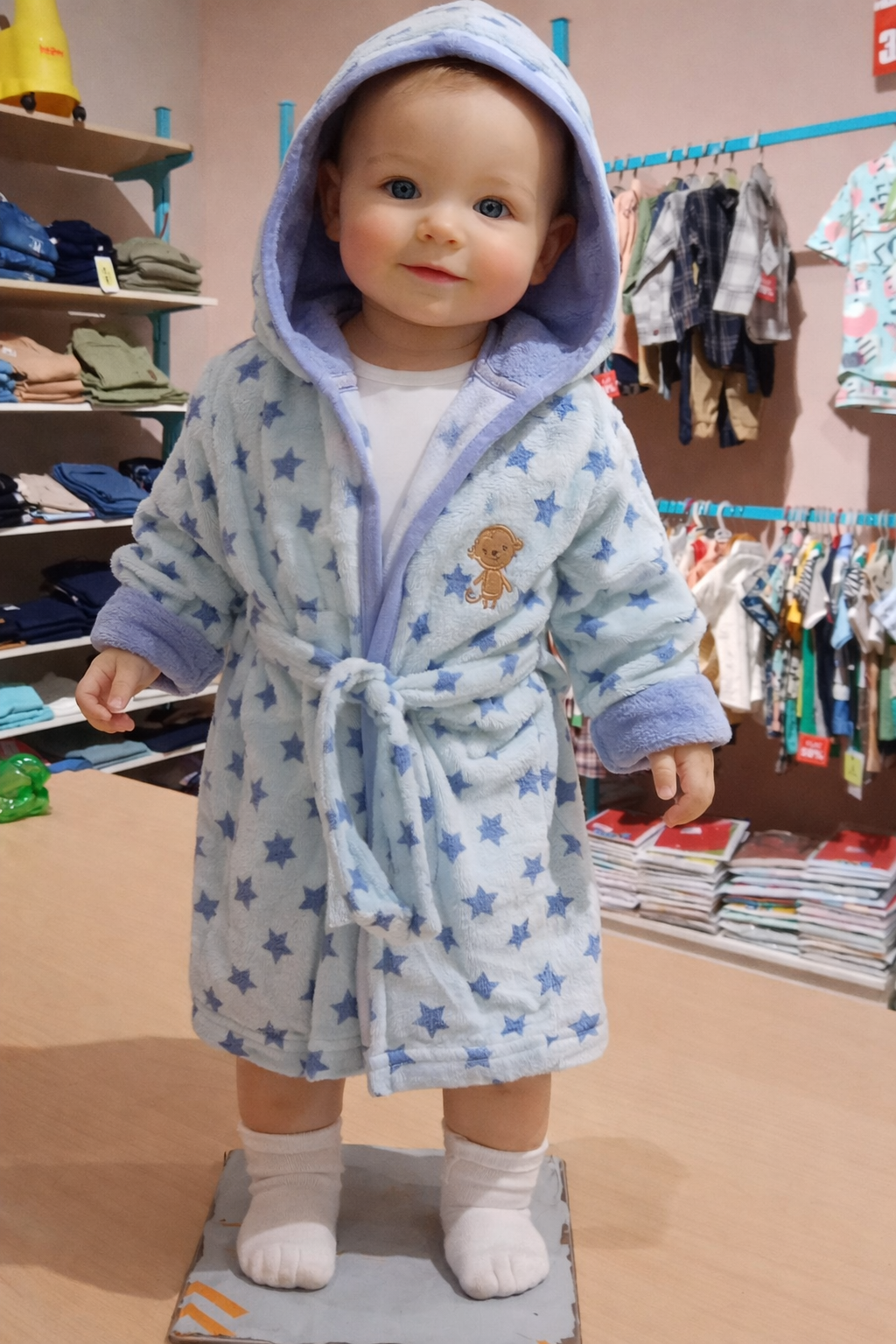 Baby Starry Hooded Bathrobe – Blue