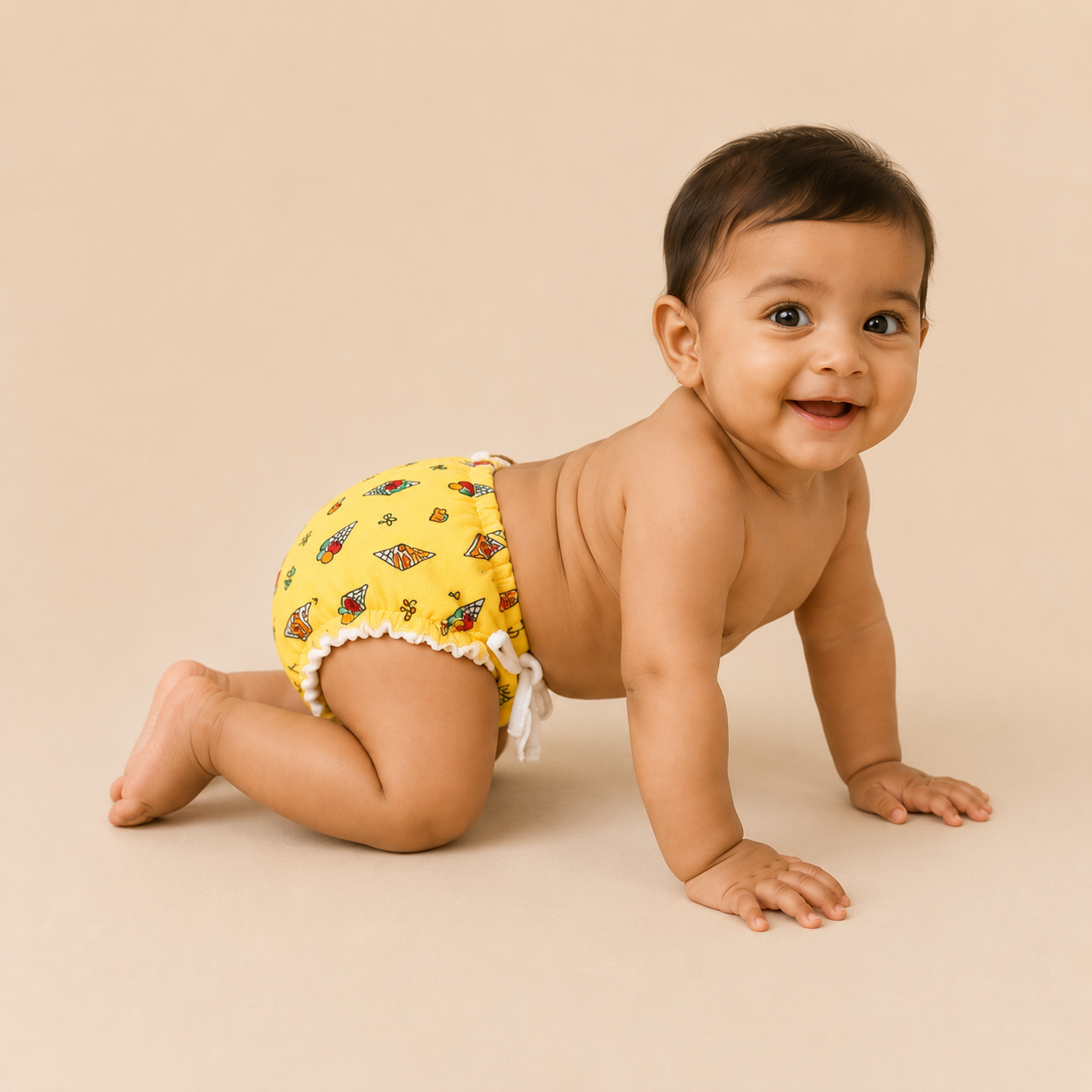 Premium Muslin Organic Cotton Knot Padded Nappy for Newborn Babies (0-3 Months)  Soft, Absorbent & Reusable