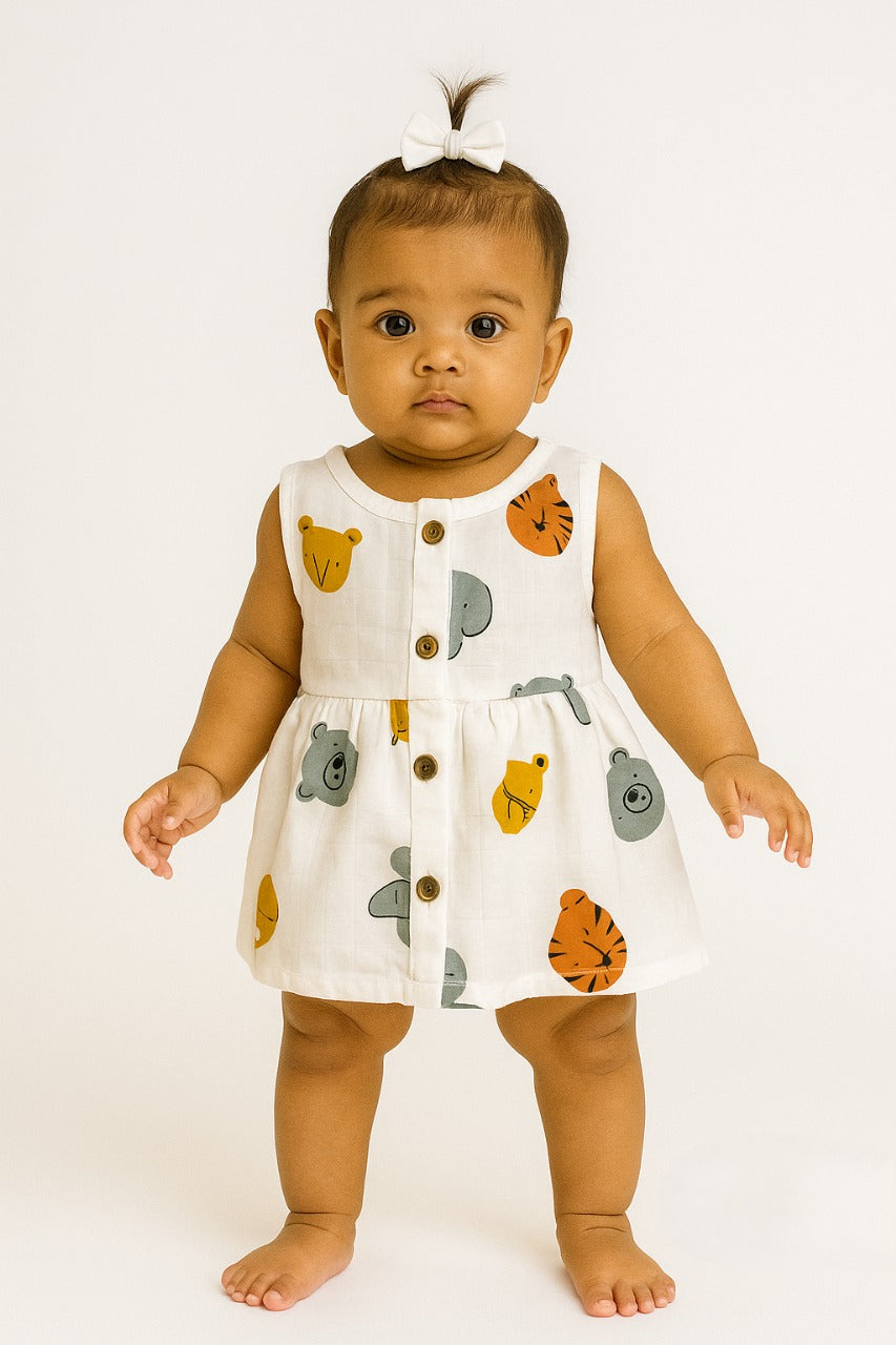Safari Animal Muslin Frock