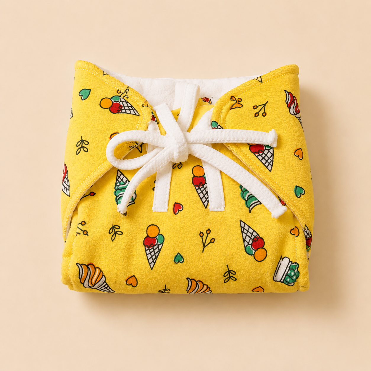 Premium Muslin Organic Cotton Knot Padded Nappy for Newborn Babies (0-3 Months)  Soft, Absorbent & Reusable