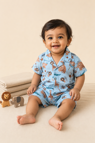 Boys’ Colourful Safari Print Shirt & Shorts Set