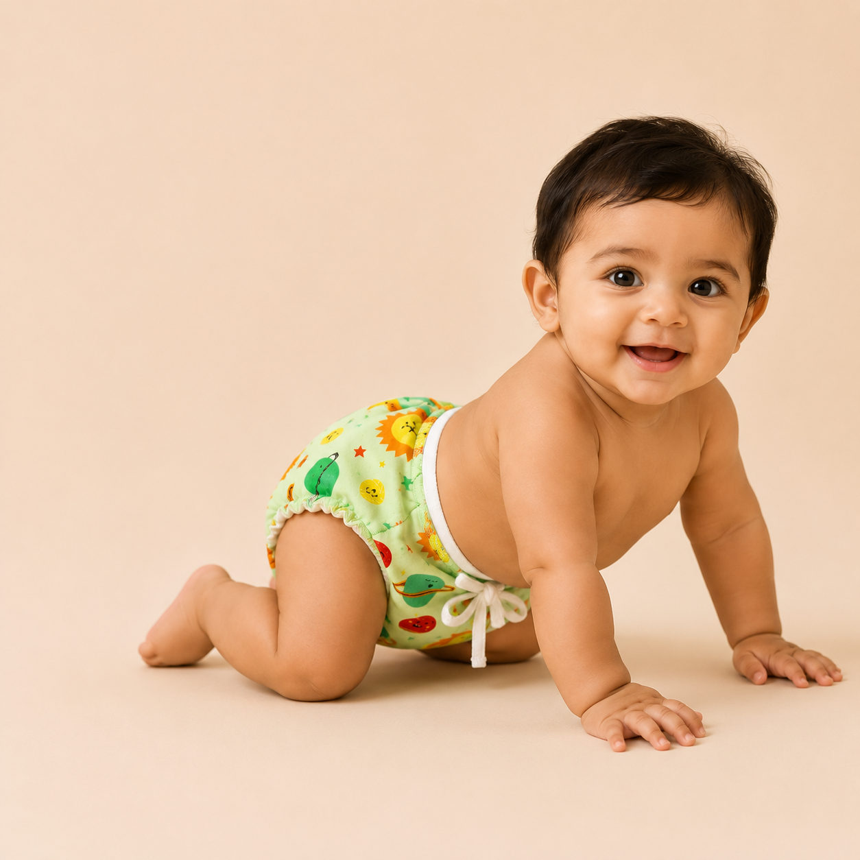Premium Muslin Organic Cotton Knot Padded Nappy for Newborn Babies (0-3 Months)  Soft, Absorbent & Reusable