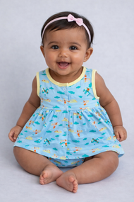 Blue Aeroplane Print Baby Frock